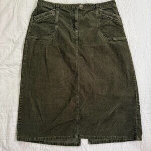 y2k girly grunge green corduroy cargo maxi skirt